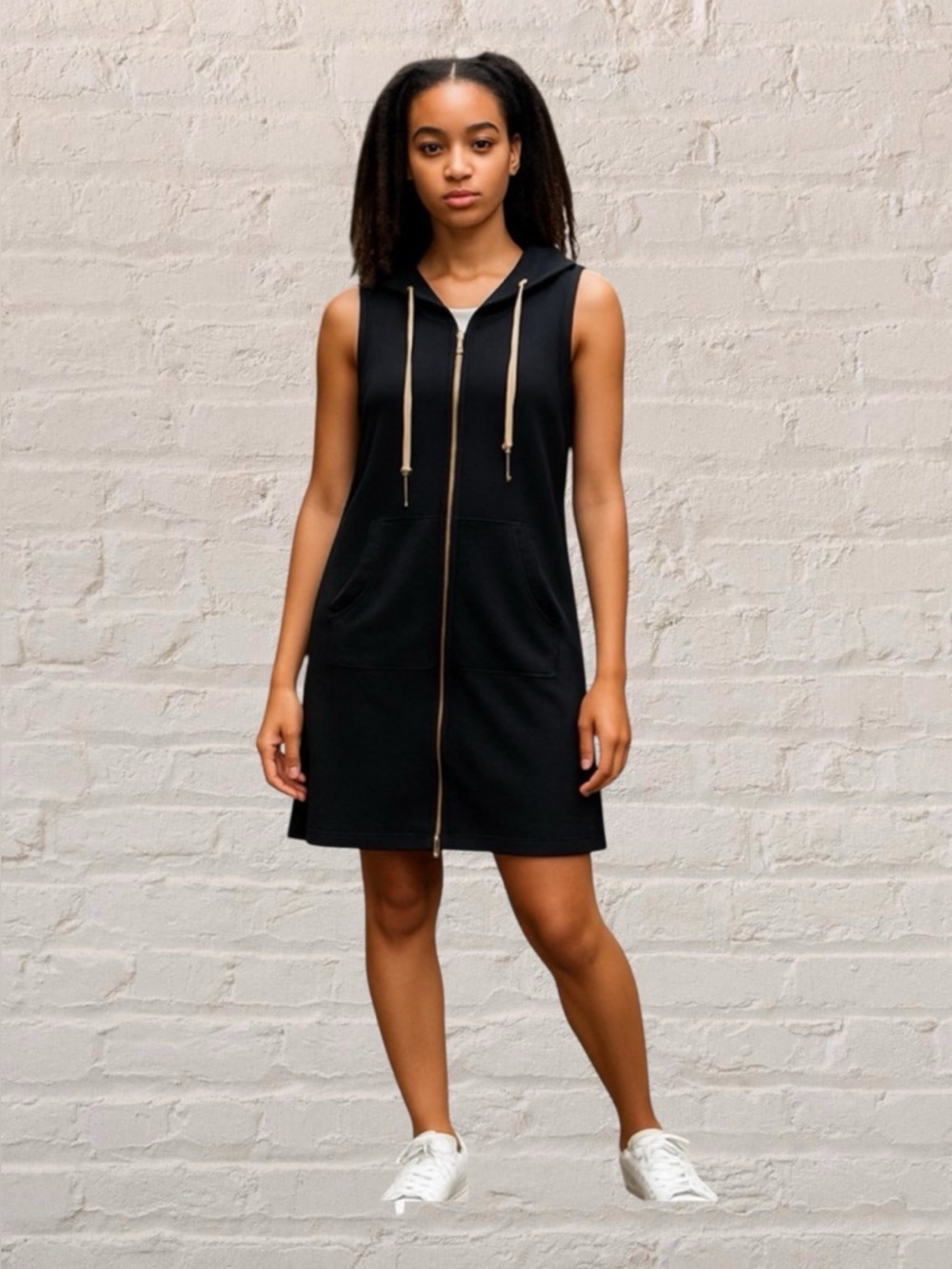 Nautica Sleeveless cotton terry zip front cover up Dress navy blue Size L
